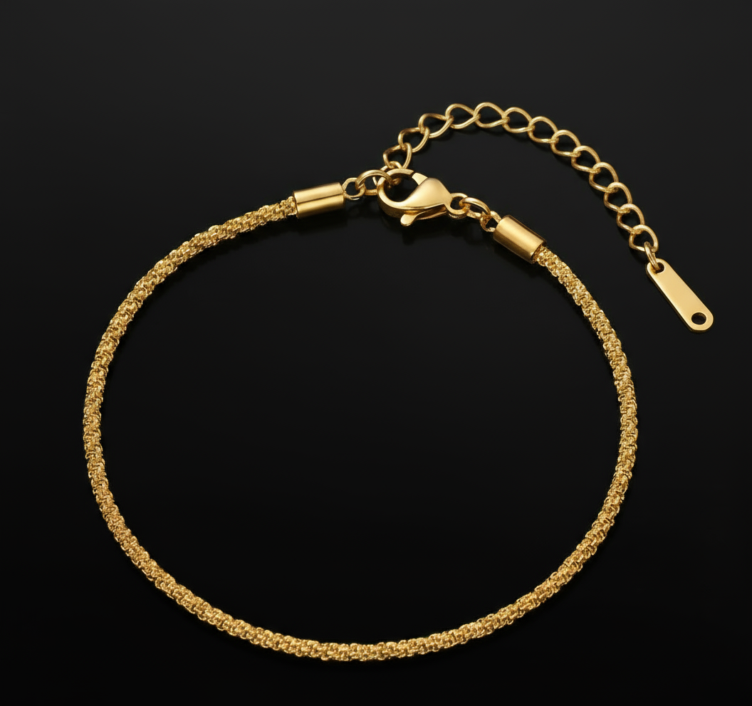 Sparkle Mesh Chain Bracelet - Stainless Steel, 18K Gold Plated Titanium Steel