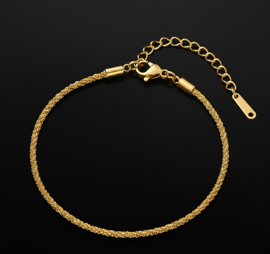 Sparkle Mesh Chain Bracelet - Stainless Steel, 18K Gold Plated Titanium Steel
